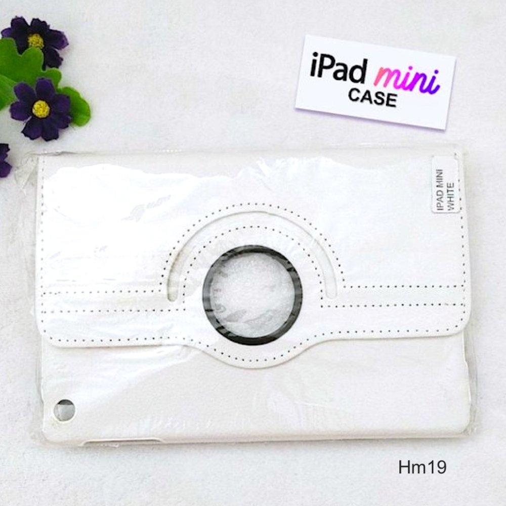 iPad Mini Case Cover White Faux Leather 360° Rotating Stand Anti-slip 7.9”